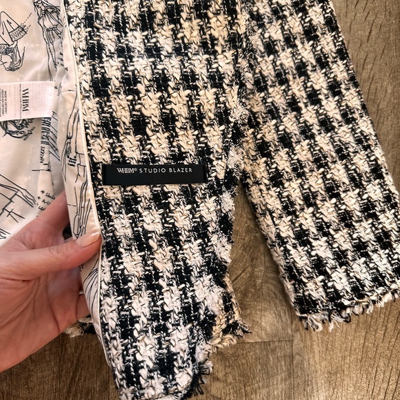 WHBM® Tweed Houndstooth Buttoned Studio Blazer Size S/XS - Picture 7 of 14
